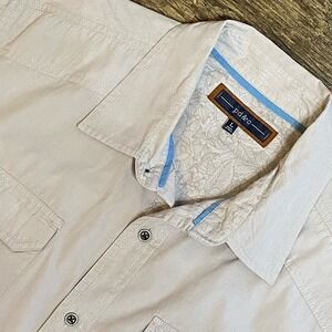 PD&C Tan Button Front Shirt Large Shirt Shirt Sleeves‎ Utility Pocket Workwear